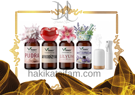 Esansiyel Koku Yağı 4’lü Set Pudra-Afrodizyak-Lilyum-Rahatlatıcı