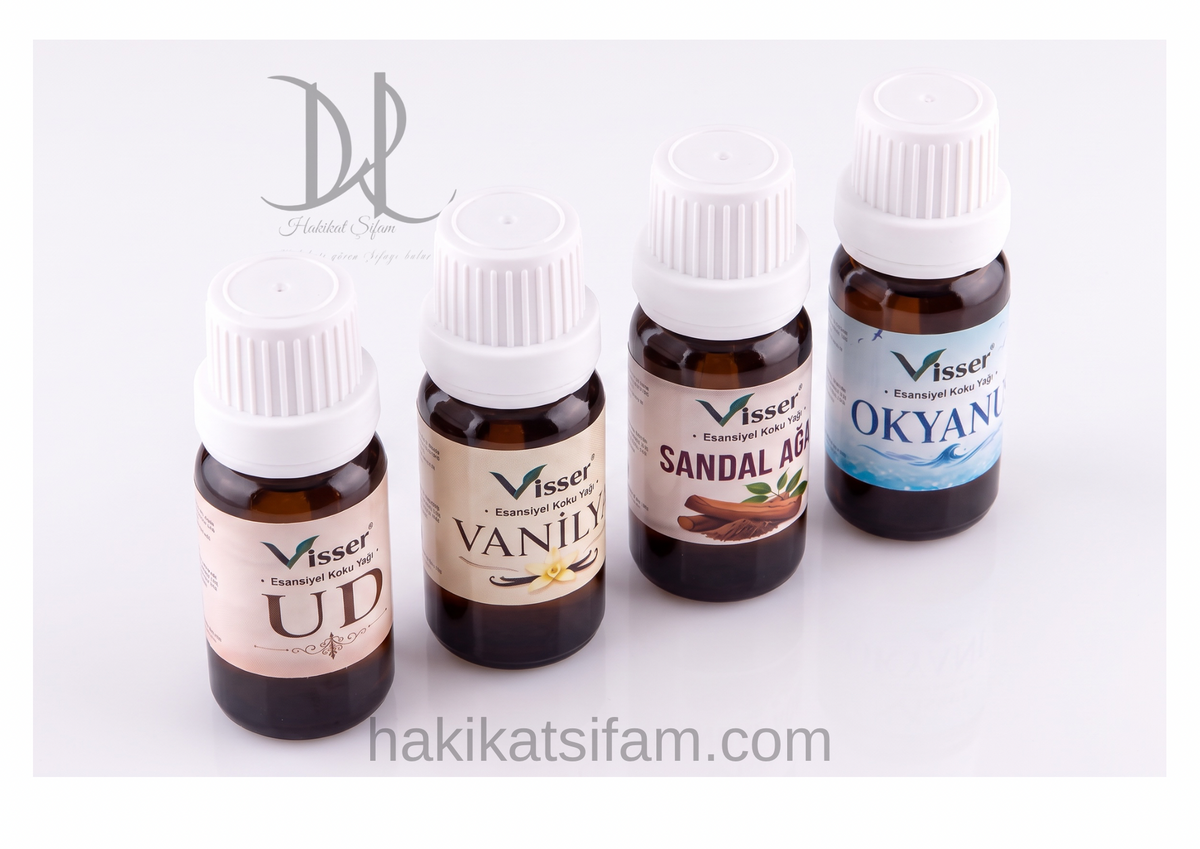 Esansiyel Koku Yağı 4’lü Set Ud -Vanilya-Sandal Ağacı-Okyanus